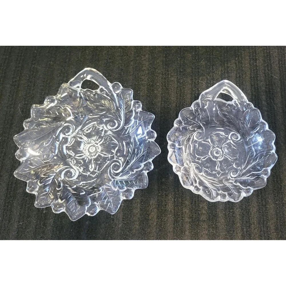 Vintage Indiana Glass Wild Rose Nappy Dish & Bowl Set